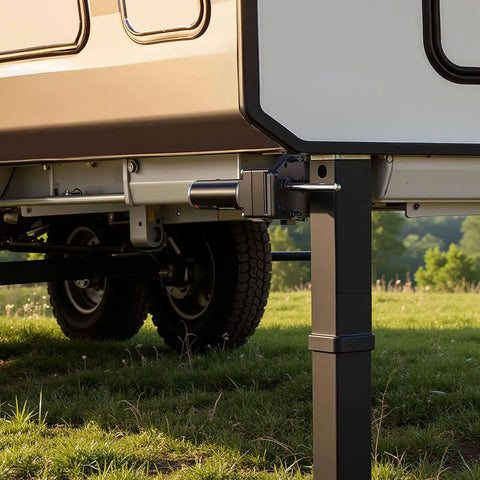 Heavy Duty 5th Wheel Landing Gear Motor 5500 Lbs Capacity 300W RV Power Drive For Fifth Wheel attached to trailer