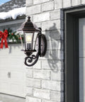 Large Bronze Aluminum Outdoor Wall Light Fixture For Porch And Exterior Doors Old School Lantern Sconce With Clear Seeded Glass