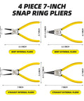 7 Inch Snap Ring Pliers Set Beefy Built Heavy Duty Internal External Circlip Pliers Kit With Straight Jaw And Bent Jaw CRV Steel