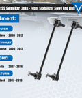 2 Pack Front Stabilizer Sway Bar End Links For Buick Enclave, Chevrolet Traverse, GMC Acadia, Saturn Outlook 2007-2017 Replacement Suspension Kit Direct Fit Durable Easy Install shown with fitment