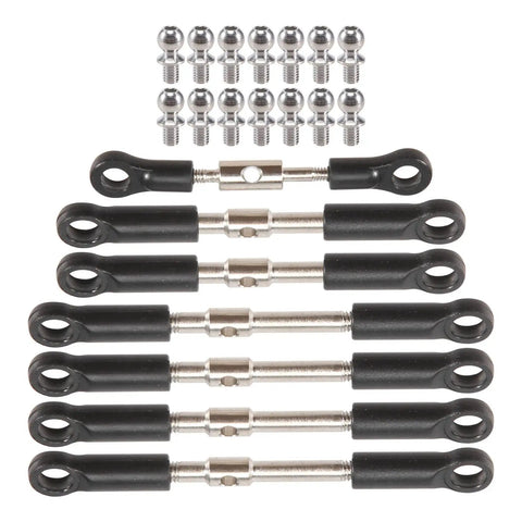 7 Piece Front And Rear Tie Rod Servo Link Rod Set With Ball Heads For 144001 144010 124017 And 124019 RC Cars Durable Metal And Plastic Upgrade Easy To Install Precision Steering Replacement Parts, seven rods and ball heads