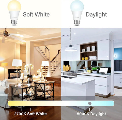 A19 LED Bulbs 75W Equivalent Dimmable 1100 Lumens 5000K Daylight Killer Bright Instant On No Buzz Or Flicker Smooth Dim