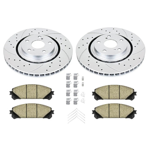 Front Drilled And Slotted Brake Rotors With Ceramic Pads Kit For Toyota Sienna Highlander RX350 RX450h NX200T NX300 NX300h