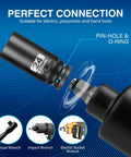 Tough As Nails Half Inch Drive X 24mm Deep Six Point Chrome Moly Impact Socket connecting to a power tool for mechanics.