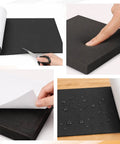 Top Shelf Closed Cell Neoprene Foam Sheets With Adhesive Backing For Kick Butt Shock Absorption And Waterproof Indoor Outdoor Insulation In Classic Black 59x12x1/16 Inch showing cutting and applying foam.