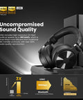Ultra Low Latency Wireless DJ Headphones With 20ms Lag, Hi Res LDAC Audio, shown on speaker with LDAC sound quality chart