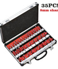 Get Things Done Fast With These Killer 30 Pack Red Mill Router Bits Featuring Rock Solid 8Mm Carbide Shank For Heavy Duty Woodworking Trimming Engraving And Carving in storage case.
