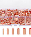 250 Piece Wire Ferrule Kit With Seven Size Copper Crimp Connectors Non Insulated Electrical Butt Terminals Assorted Set