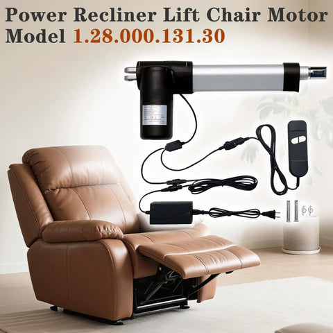 Heavy Duty Electric Recliner Motor Replacement Kit Featuring A Smooth Operator Lift Actuator with plug and play wiring for setup.