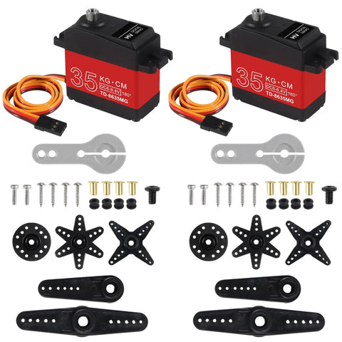 2 Pack Beefy 35Kg High Torque RC Servo Motors Waterproof Full Metal Gear Steering Servo For 1/6 1/8 1/10 1/12 RC