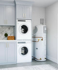 Heavy Duty 50 Gallon Heat Pump Water Heater With Energy Star Certification And Zero Emission Tech For Wallet Friendly Savings Featuring 73 Gallon First Hour Flow And Hustle Free Electric Power installed next to modern laundry machines.