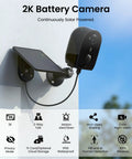 Outdoor Wireless Security Camera Kit With 2.4GHz WiFi Battery Power Solar Panel Color Night Vision AI Motion Detection mounted on wall