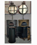 Top Shelf Industrial Pedestal Bathroom Cabinet With Hella Roomy Under Sink Storage And Sleek Matte Finish with mirrors above.