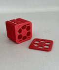 Label Dispenser Storage Box For Desk And Home Office, Space Saving Organizer Tray For Labels, Stickers, And Supplies, Lightweight, Durable, And Tidy Desktop Organizer For Efficient Desk Storage. Red plastic label dispenser box with matching tray