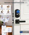 Built In WiFi Fingerprint Smart Lock With Lever Handle Set No Hub Needed App Remote Control Keyless Front Door Entry Deadbolt