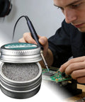 Fast Acting Soldering Iron Tip Tinner Cleaner For Oxidation Removal And Tip Lifespan Extension in use during electronics repair
