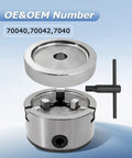 Beefy 3-Jaw Quick Chuck Adapter Set for 1 Inch Arbor Brake Lathes, shown disassembled with chuck key and plate