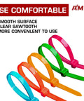 Close-up of colorful zip ties from Colorful Zip Ties Pack 1000 Count With Assorted Sizes 4 6 8 And 10 Inches in various colors.