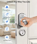 Heavy Build Satin Nickel Keypad Door Knob Lock Keyless Entry Handle in use with keypad and door handle for secure access.