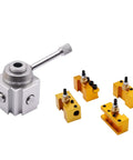 Mini Lathe Quick Change Tool Post Set built for fast swaps with boring holder three eighths, cutoff blade holder one half inch visible