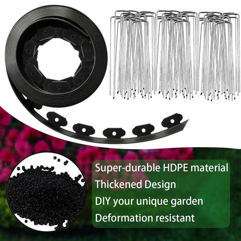 Landscape Edging Kit 49 Feet Long With 3 Inch Height Includes 75 Metal Stakes Flexible Plastic Lawn Border For Flower Beds