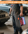 Mechanic holding All In One Wire Crimping Kit With 340 Heat Shrink Connectors for automotive, marine and electrical repairs