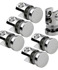 Set of Six Piece Beefy Heavy Duty Metal Glass Clamps And Shelf Brackets For 5 To 10mm Panels Rustproof Bathroom Glass Mounting Brackets