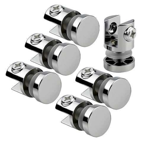 Set of Six Piece Beefy Heavy Duty Metal Glass Clamps And Shelf Brackets For 5 To 10mm Panels Rustproof Bathroom Glass Mounting Brackets
