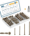 Badass Heavy Duty Deck Screws Assortment Kit 96 Piece Exterior Wood Fasteners with Rust Resistant Epoxy Coating in storage box