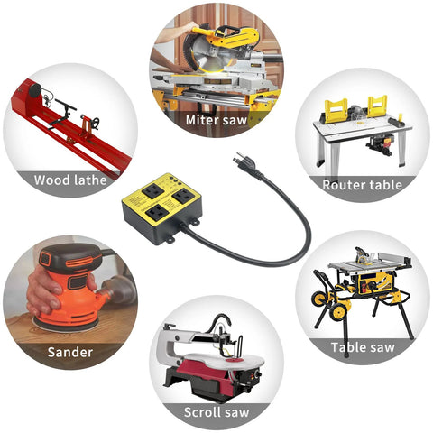 Ortis automatic vacuum switch with extra outlet; yellow and black control box with power cord.