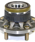 Front view of Rear Wheel Hub Bearing Assembly Kit For Transit Connect 2010-2013 2 Pack Direct Replacement, steel build, visible bolts.