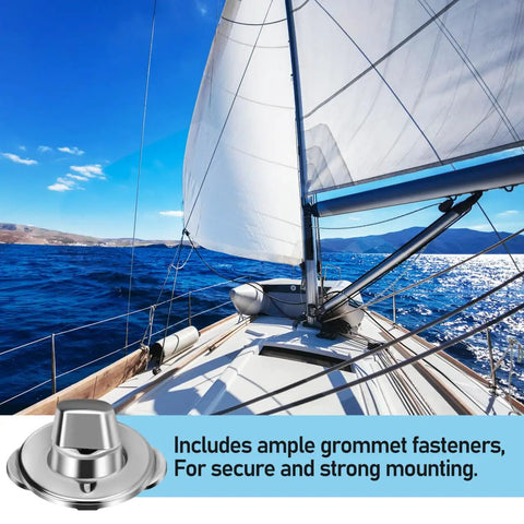 Premium Heavy Duty Marine Turn Button Fasteners Twist Lock Studs With Mounting Screws on a sailboat deck overlooking the water.