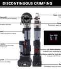 Detailed view of Upgraded 120KN Electric Hydraulic Cable Lug Crimping Machine With LCD Display showing controls and battery