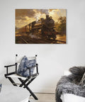 Framed Vintage Steam Train Wall Art Canvas Print for Living Room, Office, and Bedroom Decor, Classic Locomotive Railway Picture in 8 By 12 Inch Size, Rustic Cozy Home Vibe