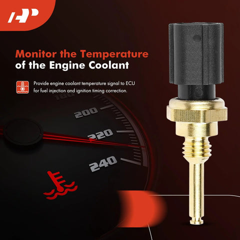 A-Premium engine coolant temperature sensor with brass threaded body and black plastic connector