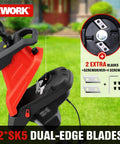 Heavy Duty 15 Amp Wood Chipper Shredder Mulcher With 1.77 Inch Cutting Capacity with dual-edge steel blades shown in detail