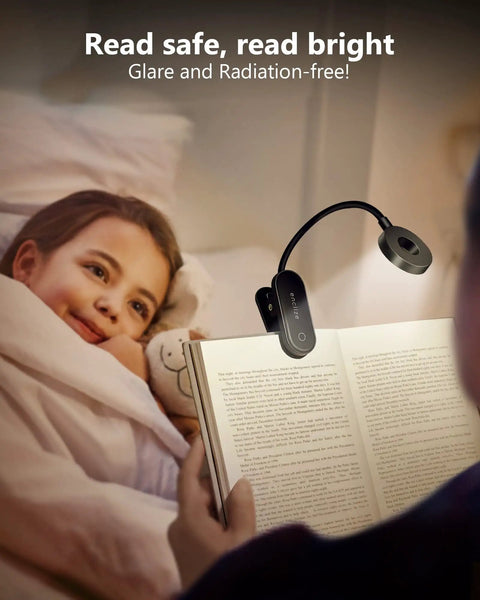 Rechargeable Clip On Book Light With Stepless Dimming And 3 Color Temperatures For Reading In Bed Ideal For Students And Night Owls LED Lamp Black Quick Charge Friendly