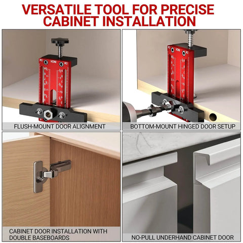 DIY Ready 2-In-1 Cabinet Door Mounting Jig With Drill Bits For Framed And Frameless Cabinets in various installations