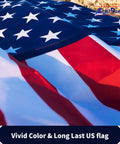 Outdoor US Flag 3x5 Ft Two Pack Fade Resistant Polyester Flags With Double Stitched Edges And Brass Grommets Bright Vivid Colors