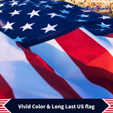 Outdoor US Flag 3x5 Ft Two Pack Fade Resistant Polyester Flags With Double Stitched Edges And Brass Grommets Bright Vivid Colors