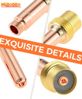 Copper and brass components from All-In-One TIG Welding Consumables Kit With Ten 3/32 Inch 10N24 TIG Collets And Five 45V26 Gas Lens Collet Bodies For WP-17 WP-18 WP-26 Torches Compatible With Lincoln PTA And Miller Diamondback Delivers Smooth Starts And Reliable Welds
