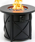 2-In-1 50,000 BTU Propane Fire Pit Table, 30 Inch Round Outdoor Fire Pit For Backyard Patio, flames visible with sleek design.