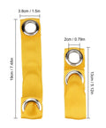 Two sizes of Yellow Tie Cord Leash For Game Fowl And Poultry, Adjustable Nylon Strap For Chickens, showcasing measurements.