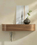 Walnut Wall Mounted Key Holder With Wooden Shelf, Minimalist Modern Key Rack For Entryway Organizer, with decor and keys