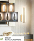 Tipace Hardwired Antique Bronze Modern LED Wall Sconce Indoor Wall Light showcasing 5CCT color temperature options on a wall.