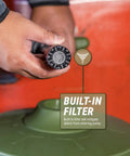 Heavy Duty Electric Pail And Bucket Transfer Pump Shifting 4 5 Gallons Per Minute With Adjustable Flow Nozzle showing built-in filter for debris protection.