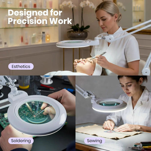 XL Bifocal LED Magnifying Lamp With 7 Inch Acrylic Lens 2.25x And 6x Magnification, 1600 Lumens Dimmable used in crafts and esthetics