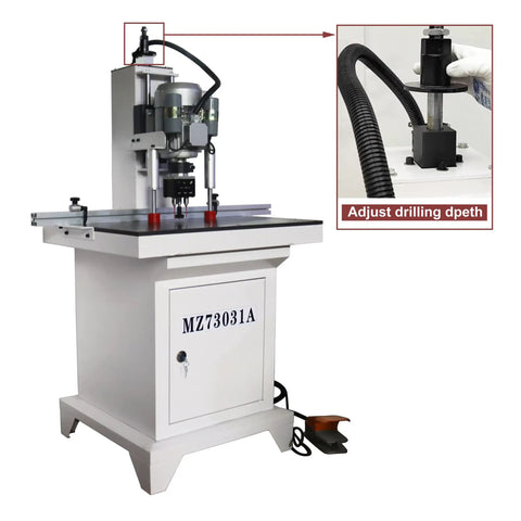 Hinge Boring Drill Press For Woodworking Heavy Duty Electric Pneumatic Hole Puncher 0 To 2 Inch Drilling Depth with control detail.
