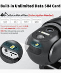 Close-up of 4G LTE Cellular Solar Security Cam For Outdoor Use No WiFi Needed With 360 Degree Live View 2K Color Night Vision