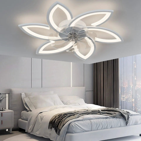Low Profile Ceiling Fan With Lights That Do It All Modern Dimmable Light Fan With Remote And App Control Flower Shade Design